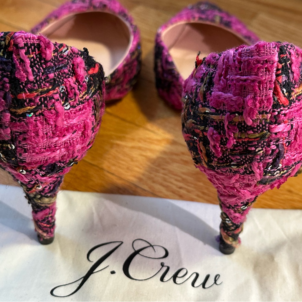 J. Crew Vintage Vibrant Pink Tweed Heels